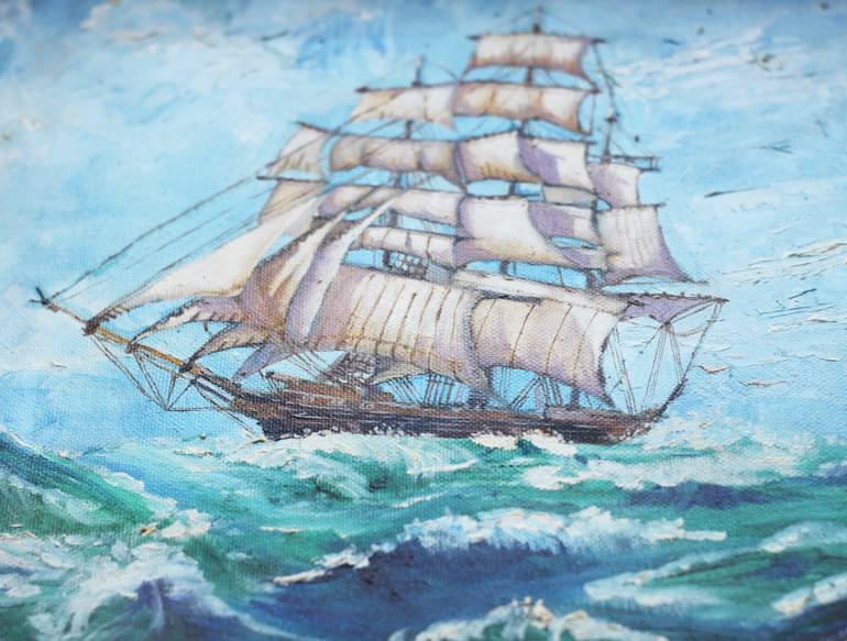 Original Expressionism Ship Painting by Elizaveta Sokolova