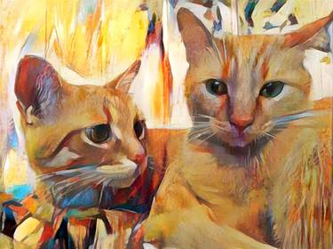 Print of Modern Cats Paintings by Elizaveta Sokolova