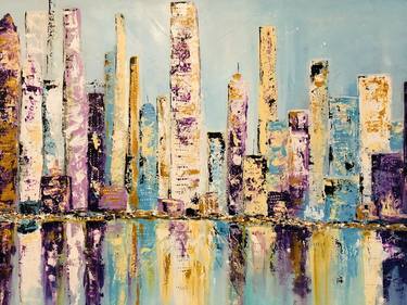 Original Abstract Expressionism Cities Paintings by Lori Burke