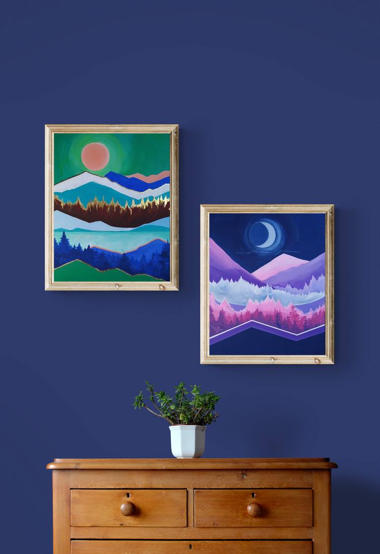 Original Abstract Landscape Painting by Valentina Fedoseeva