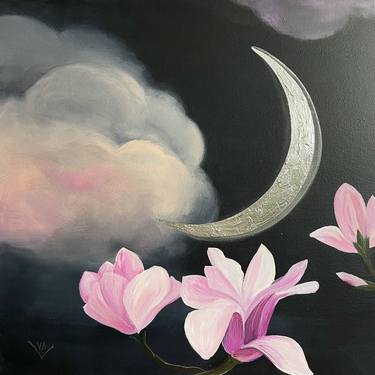“Magnolia Flowers And The Waxing Silver Moon I” thumb