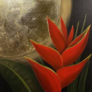 Tropical Full Moon. Heliconia flower. thumb