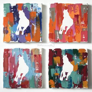 Original Abstract Expressionism Horse Paintings by Alua Tebenova