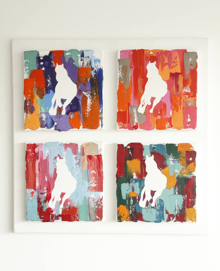 Original Abstract Expressionism Horse Painting by Alua Tebenova