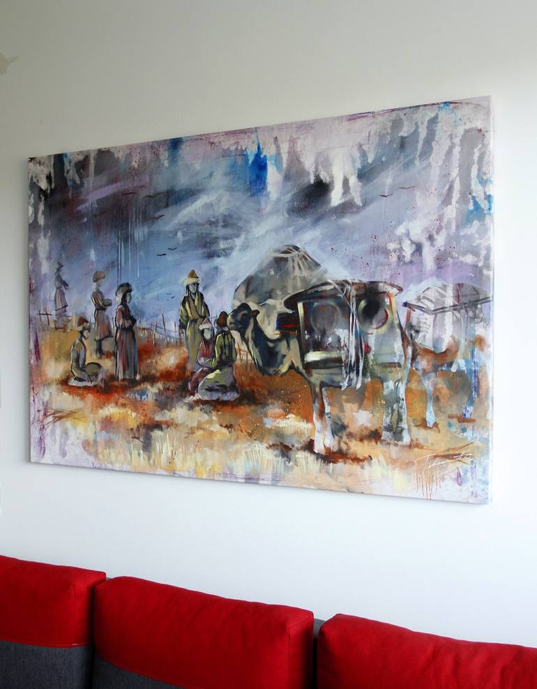 Original Abstract Expressionism People Painting by Alua Tebenova