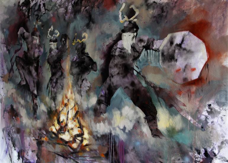 Original Abstract Expressionism Pop Culture/Celebrity Painting by Alua Tebenova