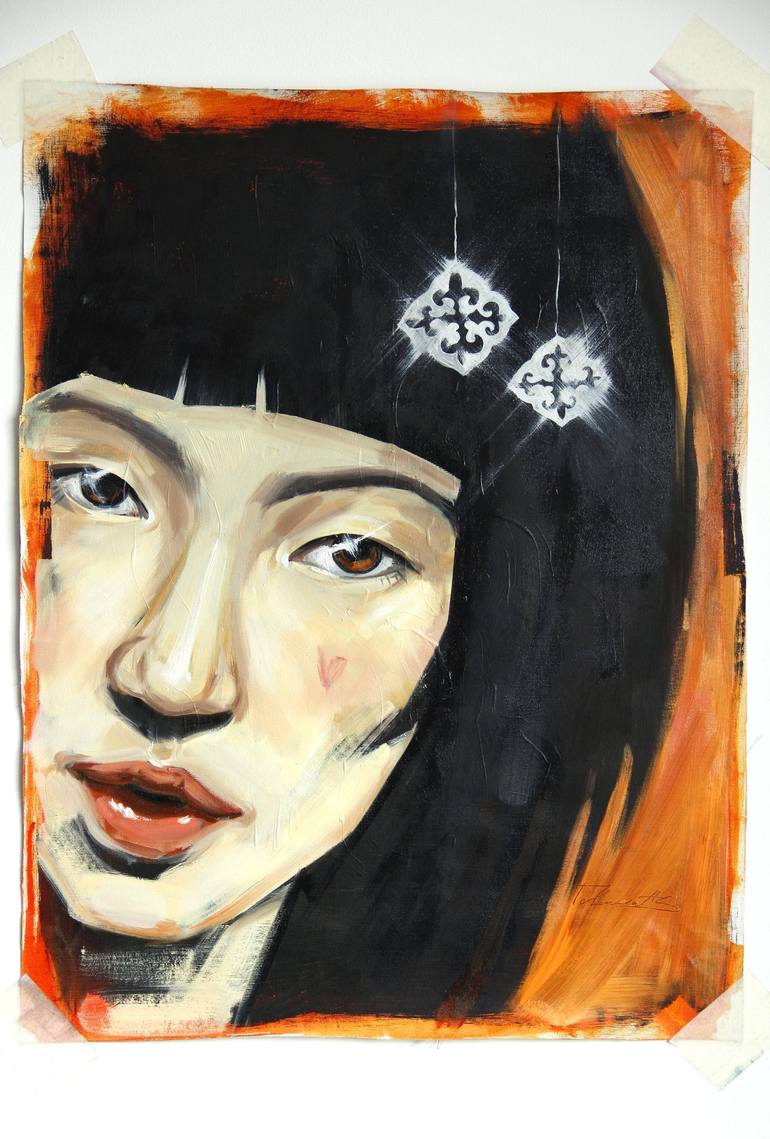 Original Portrait Painting by Alua Tebenova