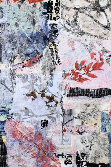 Original Abstract Expressionism Botanic Collage by Donna Magadov