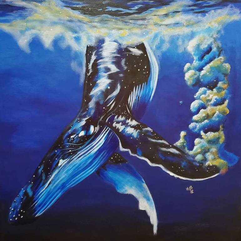 Nebula Whale Painting by Kobie Barber | Saatchi Art