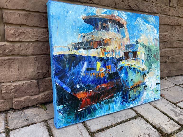 Original Impressionism Ship Painting by Olga Blazhko