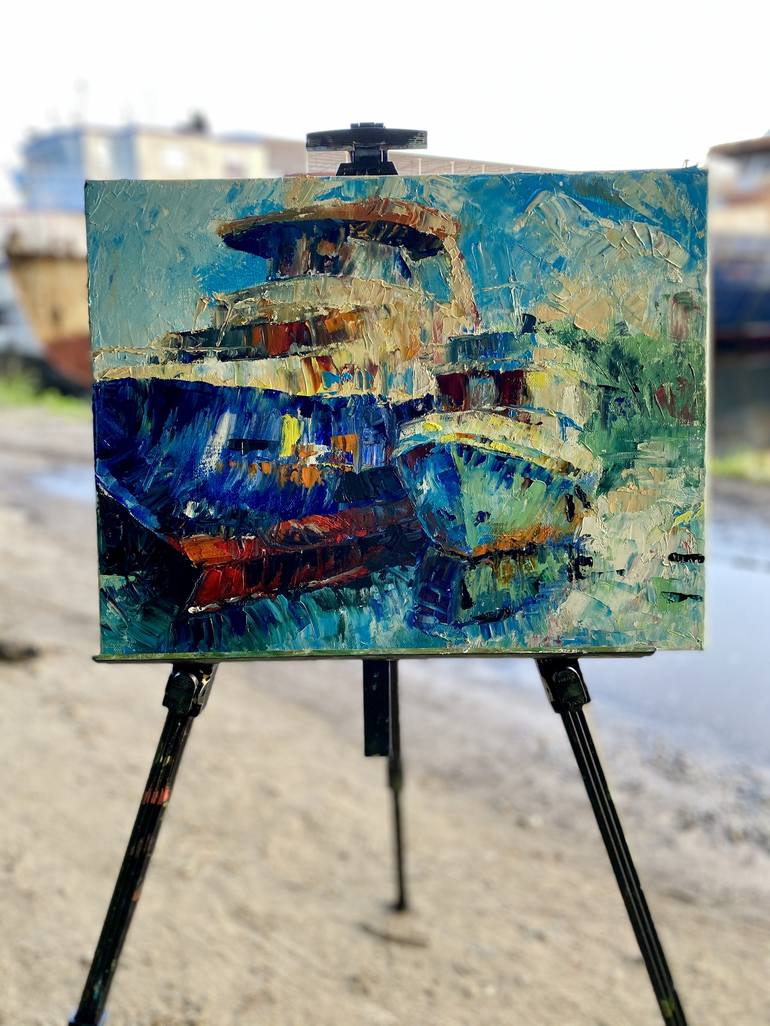 Original Impressionism Ship Painting by Olga Blazhko