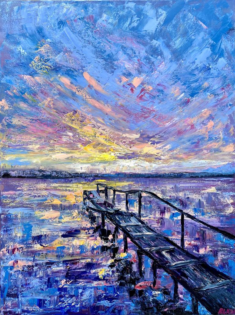 Sunset Purple splash 60 80cm impressionistic landscape oil