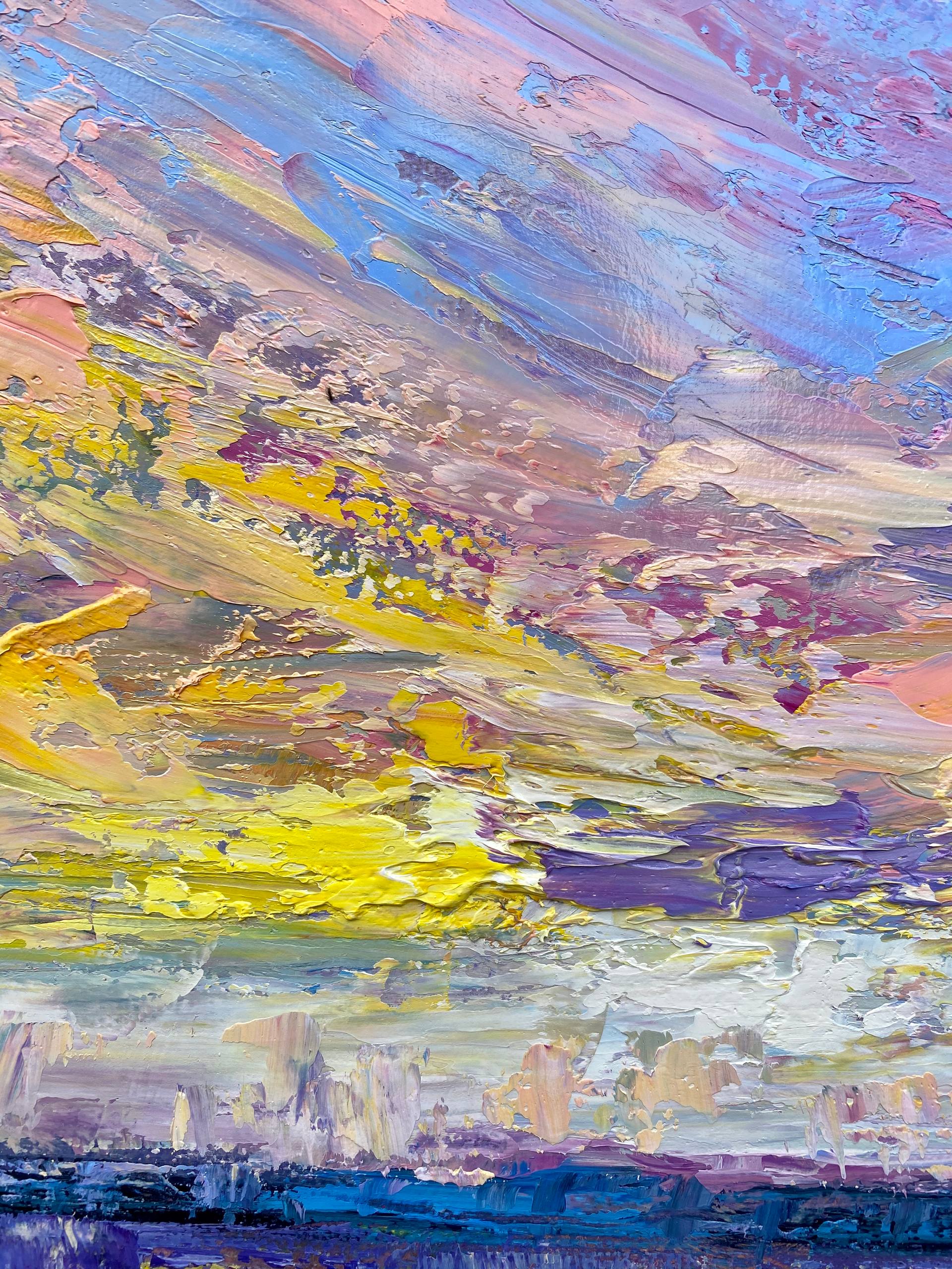 Sunset - Purple splash, 60*80cm, impressionistic landscape oil