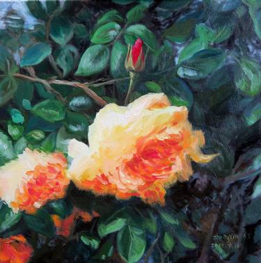 Original Art Deco Floral Paintings by Zhang Xin