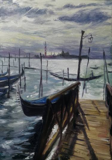 Original Impressionism Boat Paintings by Zhang Xin