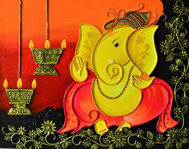 Saatchi Art Artist Utsav Artwork; Paintings, “Lord Ganesha-2” #art