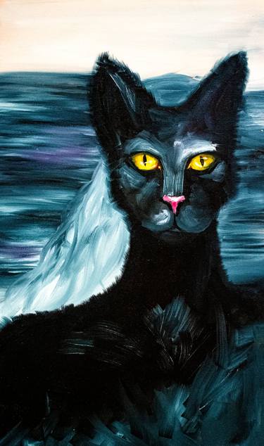 Original Surrealism Cats Paintings by Anastasiia Intenberh