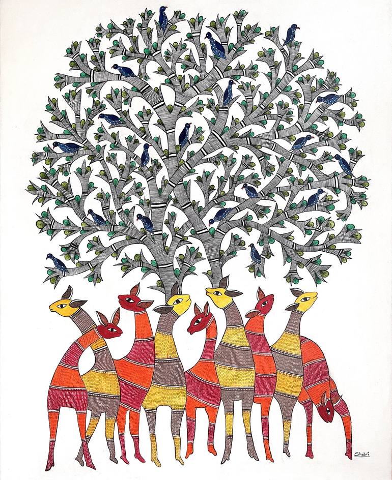 Original Folk Animal Painting by Shabri Maheshwari