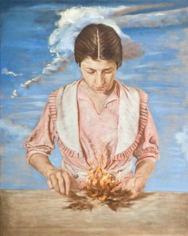 Young Woman with Fire thumb