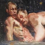 Two Irish Travellers fighting under nightime sky by eoin llewellyn