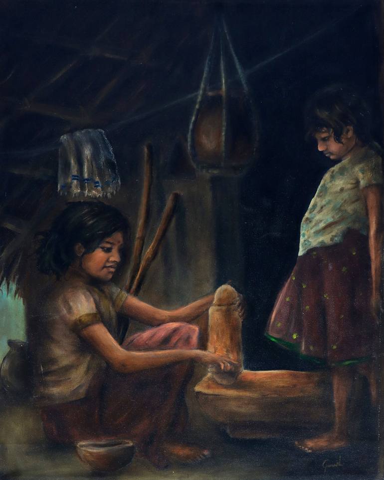 Original Figurative People Paintings by Ganesh K