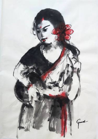 Print of Abstract Expressionism Women Paintings by GANESH K