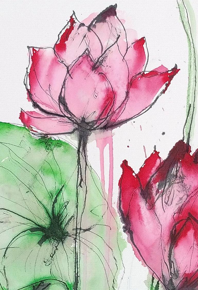 Original Abstract Floral Painting by GANESH K