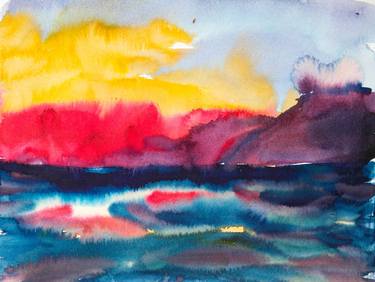 Sunset near Dalaman - colorful sky, vibrant evening seascape thumb