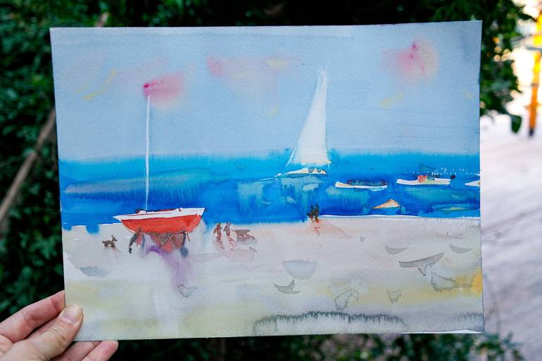 Original Impressionism Beach Painting by Dina Aseeva
