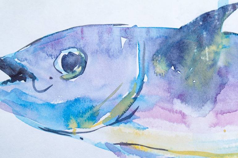 Original Illustration Fish Painting by Dina Aseeva