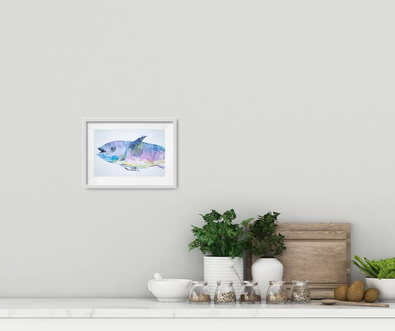 Original Illustration Fish Painting by Dina Aseeva