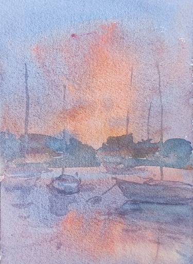 Rose sunset in Lance aux Epines - yachts in a Caribbean bay thumb