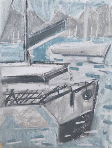 Original Cubism Seascape Drawing by Dina Aseeva