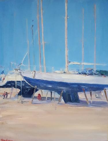 Original Realism Boat Paintings by Dina Aseeva