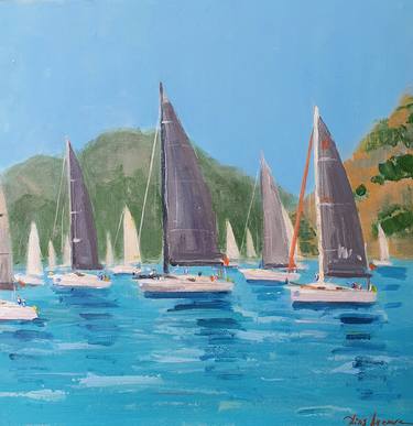 Original Impressionism Sailboat Paintings by Dina Aseeva