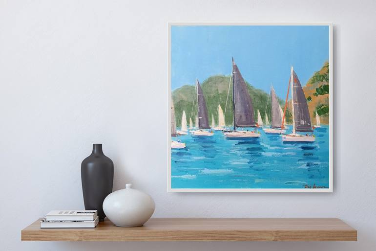 Original Impressionism Sailboat Painting by Dina Aseeva