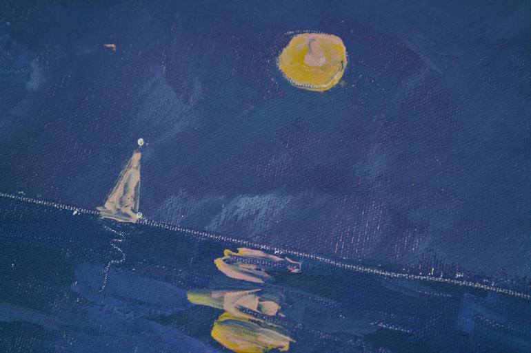 Original Minimalism Sailboat Painting by Dina Aseeva