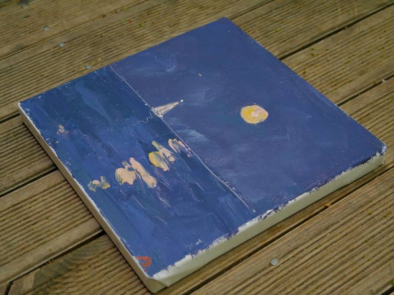 Original Minimalism Sailboat Painting by Dina Aseeva