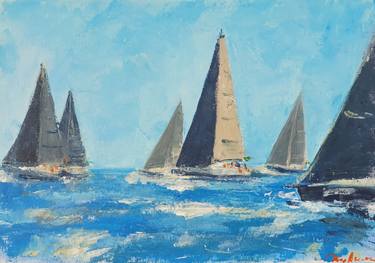 Original Sailboat Paintings by Dina Aseeva