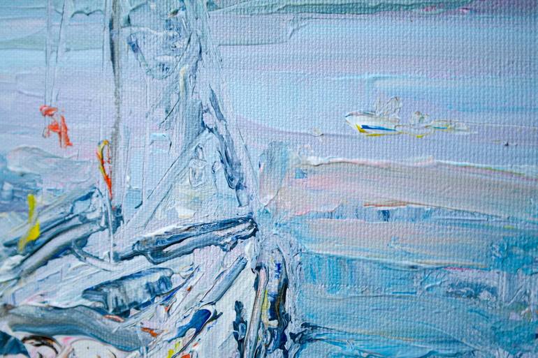 Original Abstract Sailboat Painting by Dina Aseeva