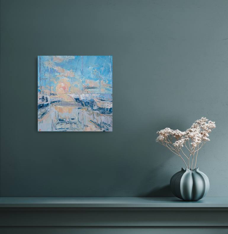 Original Abstract Sailboat Painting by Dina Aseeva
