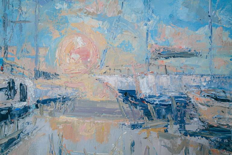 Original Abstract Sailboat Painting by Dina Aseeva