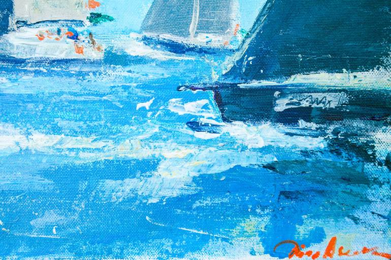 Original Abstract Sailboat Painting by Dina Aseeva