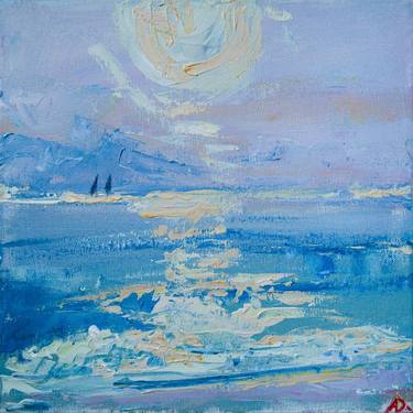 Solstice in San Vincenzo - 30x30 abstract seascape, sun, sunset thumb