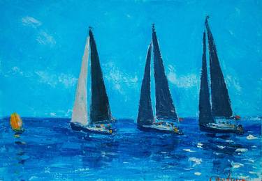 Print of Sailboat Paintings by Dina Aseeva