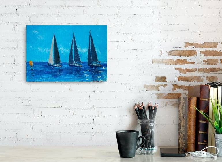 Original Sailboat Painting by Dina Aseeva