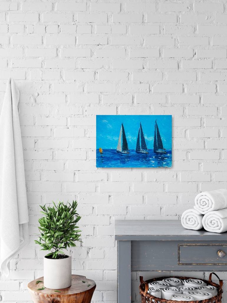 Original Impressionism Sailboat Painting by Dina Aseeva