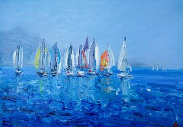 Print of Impressionism Sailboat Paintings by Dina Aseeva