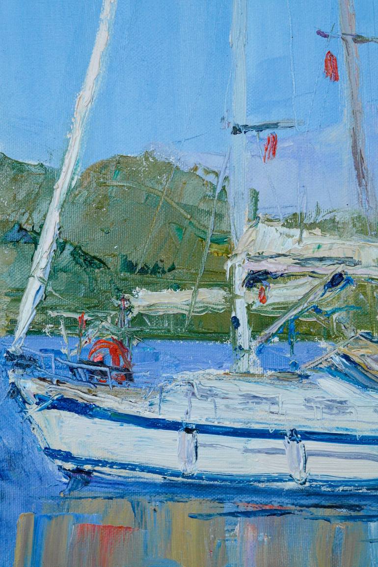 Original Impressionism Yacht Painting by Dina Aseeva