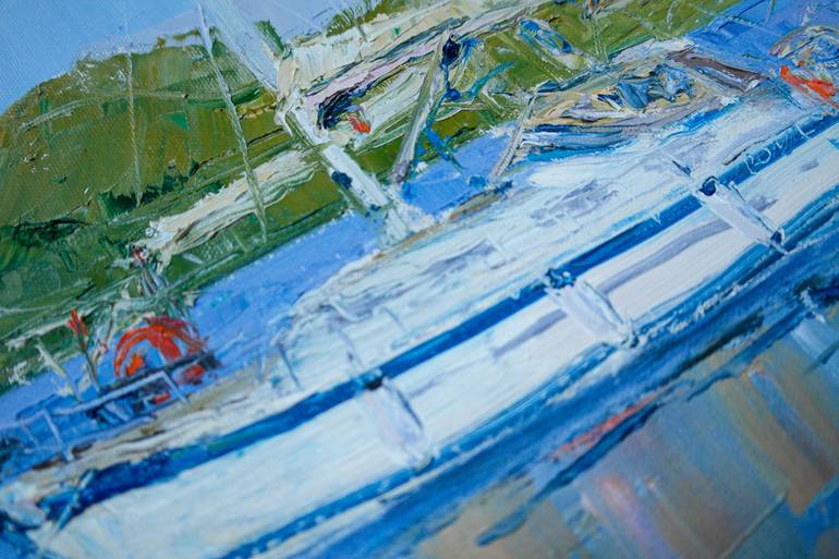 Original Impressionism Yacht Painting by Dina Aseeva